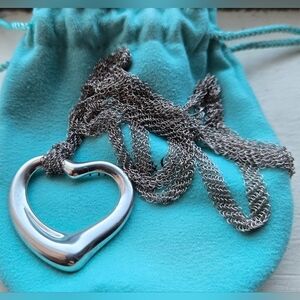 Tiffany & Co Large Mesh Open Heart Necklace